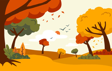 Wall Mural - autumn background with beautiful natural scene for a4 horizontal design