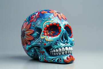 Wall Mural - AI-Created Vivid Sugar Skull for Day of the Dead

