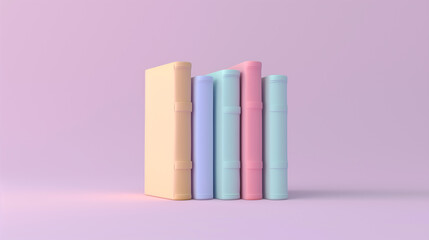 Wall Mural - A stack of books with a pink book in the middle. The books are of different sizes and colors, with the pink book being the largest