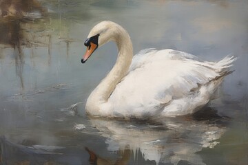 Canvas Print - Swan swan animal person.