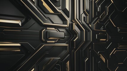 Futuristic black with gold wallpaper pattern.