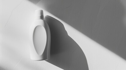 Canvas Print - White plastic bottle casting a shadow on a white background, perfect for showcasing your product design