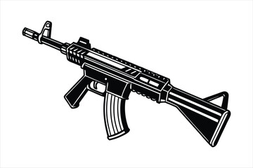 Wall Mural - Assault Rifle lineal color mode black vector