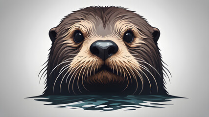 Wall Mural - Otter logo design on white background. Generative AI