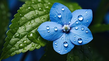 Sticker - water drops on a green leaf