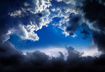 Wall Mural - hole in the storm clouds
