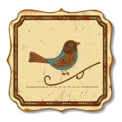 Poster - A bird shape ticket blackboard animal plaque.