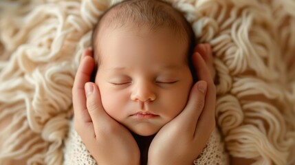 Wall Mural - A baby is sleeping with its hands on its face