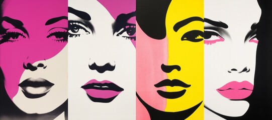 Wall Mural - Vibrant pop art female portrait mobile wallpaper set