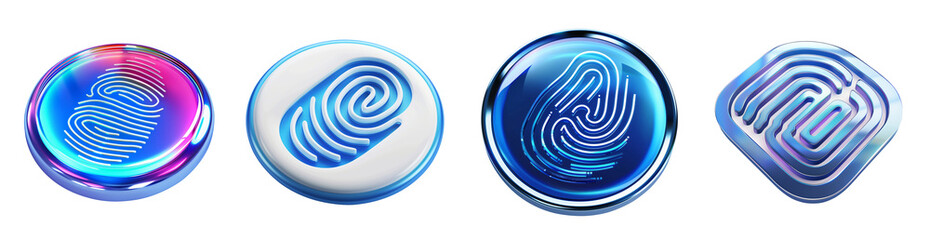 Sticker - 3D icon - Fingerprint Sensor icon, on isolated transparent background