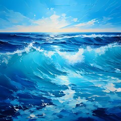 abstract blue sea background with oil paint texture