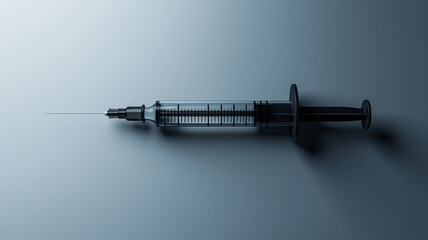 Syringe with Needle on a Blue Background