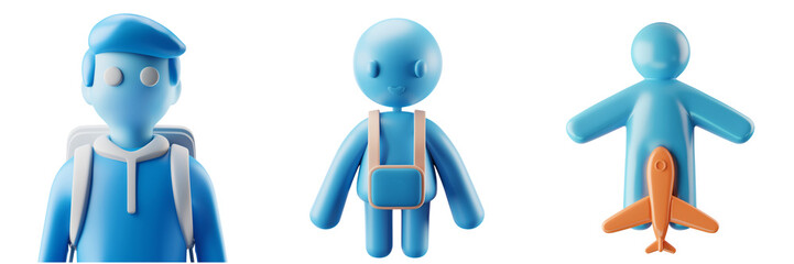 Poster - Human with Airplane Mode 3D icon, on isolated transparent background