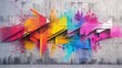 © Aliaksandra - urban graffiti art, vibrant street art graffiti with bold colors and abstract shapes on a concrete wall, adding energy and movement to the cityscape