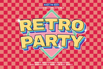 Poster - Retro editable text effect style - Retro vintage music party festival 3d cartoon style premium vector