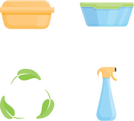 Poster - Recycling concept icons set cartoon vector. Plastic container and recycling sign. Ecology, environmental protection