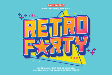 Poster - Retro editable text effect style - Retro vintage music party festival 3d cartoon style premium vector