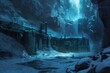 © boler - Mysterious frozen underground cavern with waterfalls and ancient alien ruins