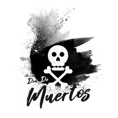 Poster - Creative text of Dia De Muertos and skull with crossbones on explosion brush stroke effect background for Day of the dead poster or template design.