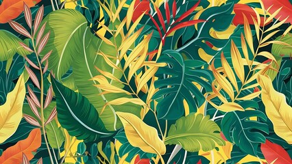 Tropical leaf desktop wallpaper background illustration