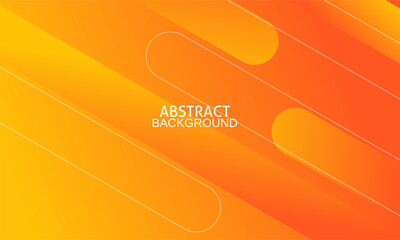 Poster - Orange Rounded Geometric Shapes Background. Abstract geometric shapes. With white lines vector gradient yellow and orange.
