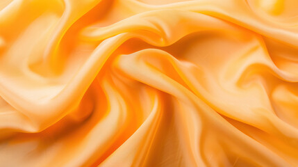 Poster - close-up of elegant, smooth, and shiny yellow silk fabric with gentle folds and ripples, creating a 