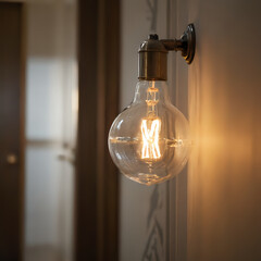 a light bulb that is on the wall