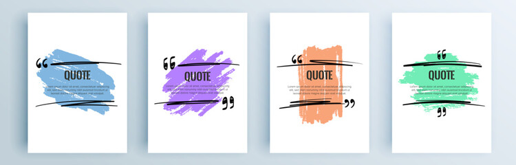 Fototapete - Quote frames blank templates set. Text in brackets, citation empty speech bubbles, quote bubbles. Textbox isolated on color background. Vector illustration.