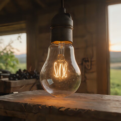 a light bulb that is sitting on a table