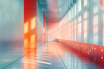 Fototapete - Minimalist scene of a 3D geometric structure with a delicate perforated pattern in soothing pastel shades,