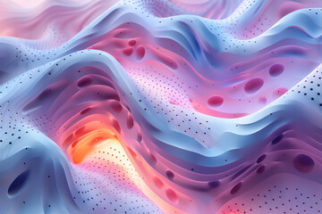 Poster - Minimalist abstract 3D design featuring a perforated surface in soft pink and lavender tones,