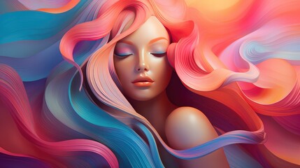 Wall Mural - Bright, flowing motion with gradient hues