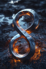 Poster - sleek design featuring a multi-layered infinity symbol with a glowing outline, creating a stunning v