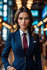 Wall Mural - A professional woman in her 30s, dressed in a tailored business suit