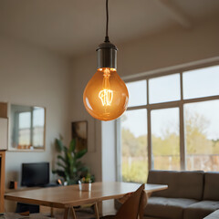 Sticker - a light bulb that is hanging over a table