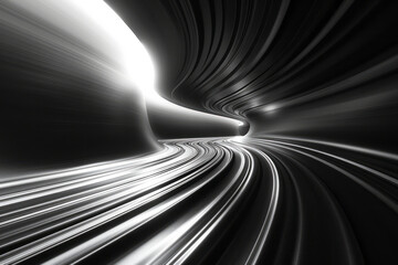 Poster - Minimalist aesthetic of flowing light trails that form a circular pattern, capturing attention against the darkness,