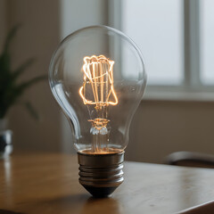 Sticker - a light bulb that is sitting on a table