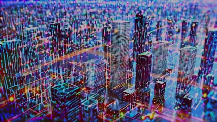 Poster - Stock Video, Technology, City, Data, Digitally Generated Image, Abstract, Backgrounds