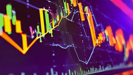 Poster - Animated stock chart going down. Share price animation. Investment concept.