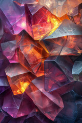 Poster - Elegant scene of layered geometric shapes in a mesmerizing pattern, highlighted by contrasting purple and copper hues,