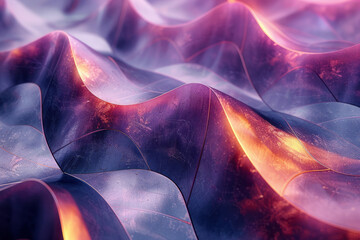 Poster - Clean and modern image of overlapping geometric shapes, where deep purple and copper tones intertwine seamlessly,
