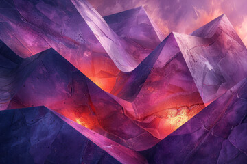 Poster - Clean and modern image of overlapping geometric shapes, where deep purple and copper tones intertwine seamlessly,