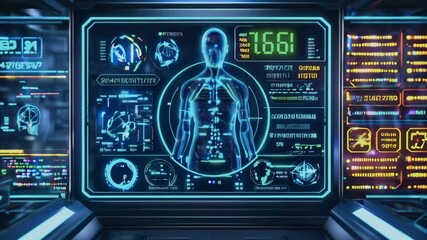 Poster - Data from a futuristic HUD medicine screen,