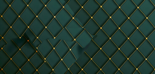 Wall Mural - Argyle vector pattern. Dark green with thin slim golden dotted line. Seamless vivid geometric background for fabric, textile, men clothing, wrapping paper. Backdrop Little Gentleman party invite card