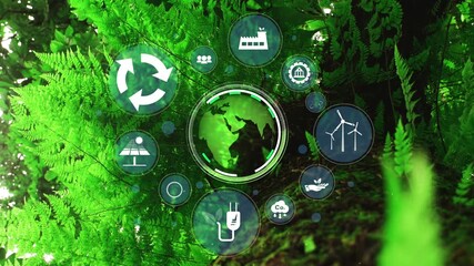 Wall Mural - environmental technology concept. sustainable esg modernization development by using technology of r
