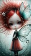 © 스타후츄 미 - SD butterfly fairy Dwarf girl 신비로운 분위기 커다란 눈동자 빨강머리 나비 액세서리 나비날개 SF 판타지 캐릭터 animation game 전신 red