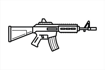 Wall Mural - Assault Rifle lineal color mode line art vector