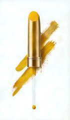 Wall Mural - Yellow lipstick cosmetics beauty concept illustration on neutral background