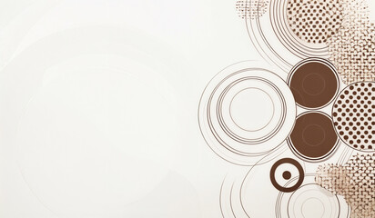 Abstract wallpaper with a white background with metallic brown circles