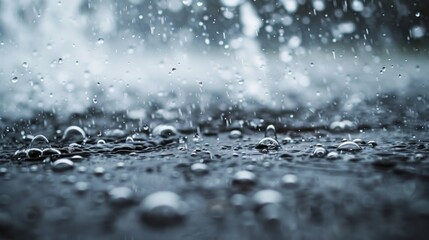 Poster - Raindrops falling on a wet surface